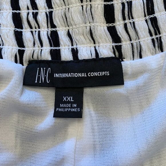 NWT INC International Concepts Luster Stripe Mid Elastic Crinkle Wide Leg Pants - Picture 6 of 8